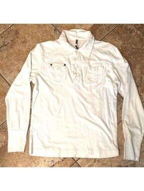 Re-VeroDe | Men White Deconstructed Embroidered Shirt | Large | Vintage | SKU317